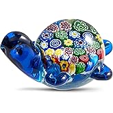 EUSTUMA Hand Blown Glass Sea Turtle Figurines Paperweight,Sea Animal Ornament for Home Decor,Sea Animals Collection for Birthday Gift,Glass Tortoise Sculpture