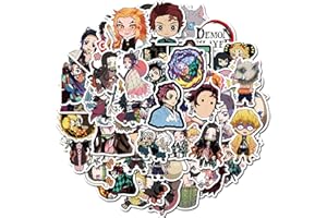 RUBANG Demon Slayer Stickers for Kids and Teen, Waterproof Anime Cartoon Stickers for Water Bottle Laptop, Graffiti Decal for Phone Skate Travel Case (Demon Slayer)