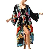 EDOLYNSA Long Kimonos Swimsuit Cover ups for Women Plus Size Maternity Swimwear Coverup Beach Wear Vacation Outfits