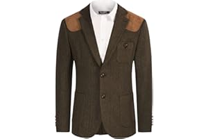 PJ PAUL JONES Men's Blazer Herringbone Tweed Sport Coats Two Button Wool Blend Formal Jacket