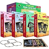 Star Right Math Flash Cards Set of 4 - Math Flashcards Addition, Subtraction, Multiplication, Division with 4 Rings - 208 Car
