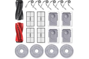 LACVIK Saros 10R Accessories for Roborock Saros 10R / Qrevo CurvX Robot Vacuum, Replacement Parts with 4 Dust Bags, 4 Mop Pads, 4 HEPA Filters, 6 Side Brushes, Dual Zero-Tangling Main Brush