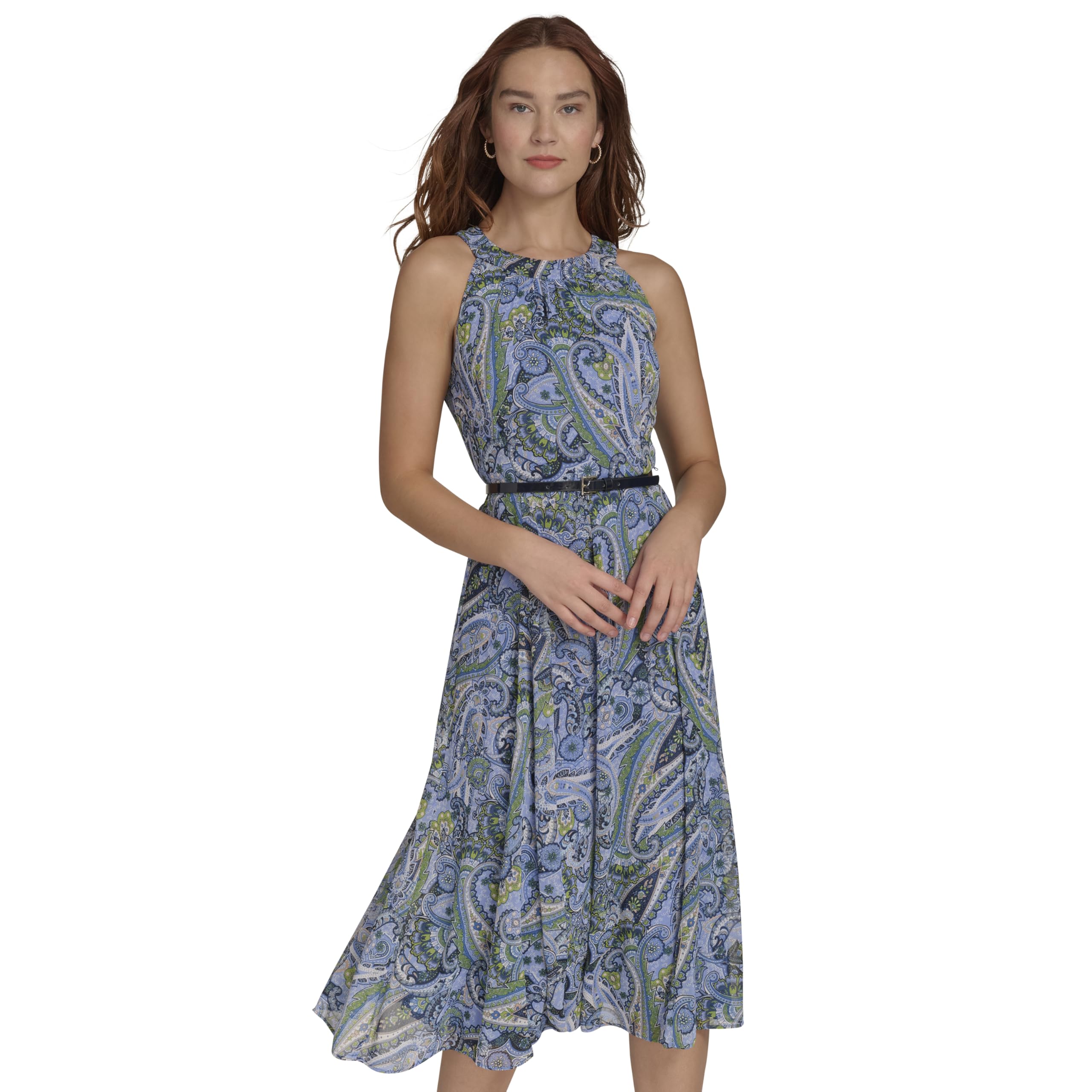 Tommy Hilfiger Women’s Midi Dress Dresses, French Blue Multi, 8