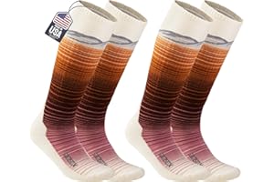 SAMSOX 2-Pair Merino Wool Ski Socks, Made in USA Lightweight with Targeted Cushion, Skiing Socks for Men & Women (Skyland)