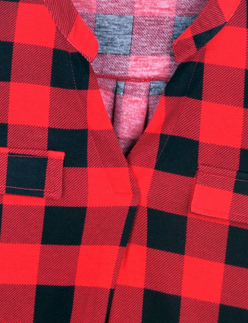 Derminpro Women\'s Plaid Tunics Summer Cute V Neck Cozy Lounge Short Sleeve Blouse Shirts Black Red Large