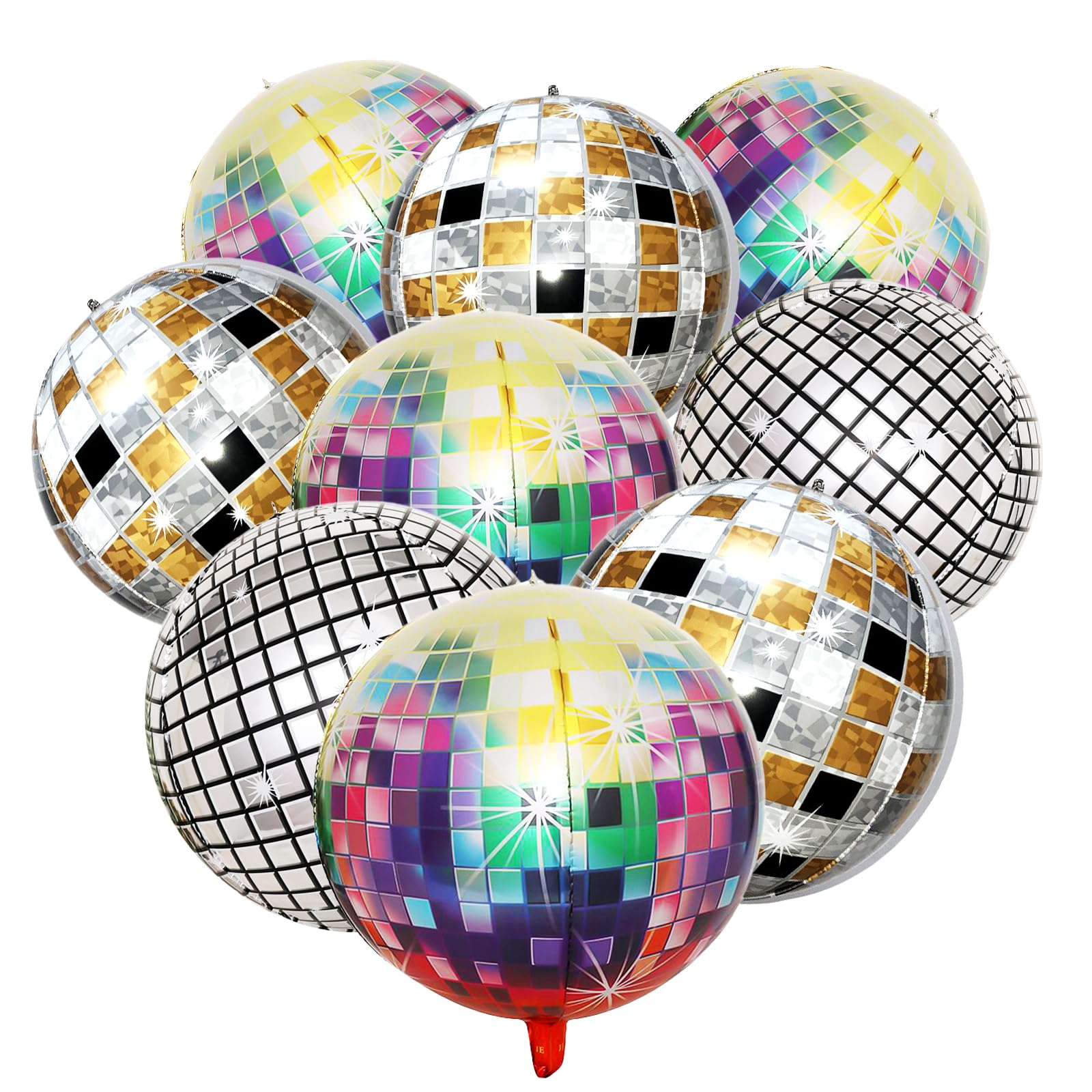 Kaluofan 9PCS Disco Balloons, 22 Inch Helium 4D Colorful Balloons, Party Decorations for Birthdays, Bachelor Parties, 70s 80s 90s Disco Themed Events — image 1