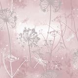 Arthouse Damselflies Glitter Sparkle Wallpaper Pink Silver Grey Botanical view 1