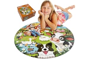 TALGIC Puzzles for Kids Ages 4-6, 70 Piece Educational Round Floor Puzzles for Kids Ages 3-5, Toddler Farm Puzzles with Animals & Barn, Popular Preschool Toys & Gift Kids Puzzles Ages 3 4 5 6 7 8 9 10