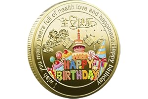 YAKIN SHOP Happy Birthday Lucky Coin Gold Plated Blessing Coin Souvenir Good Luck and Happiness Medal