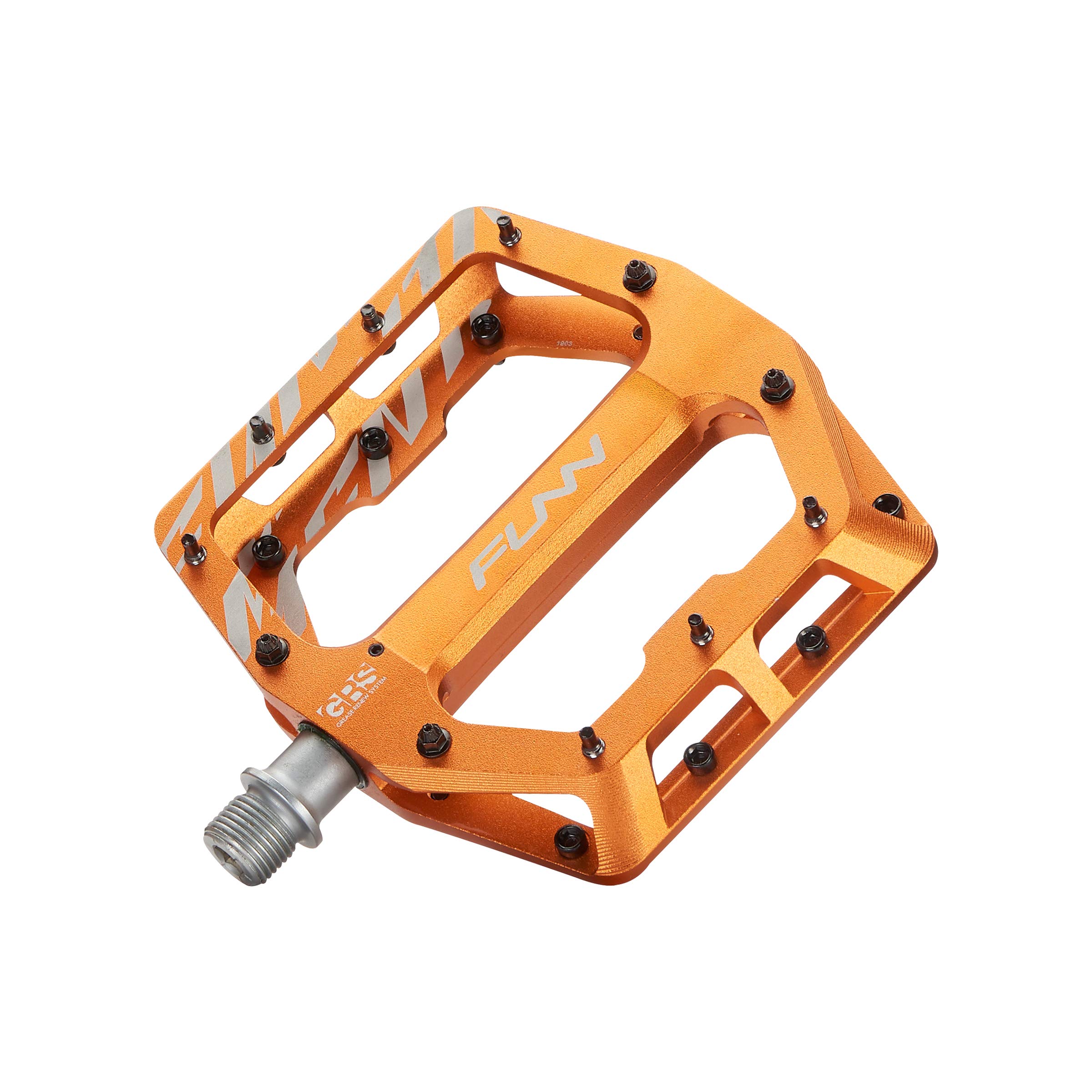 Funn Funndamental Flat Pedals - Wide Platform Bicycle Pedals for BMX/MTB Mountain Bike, Adjustable Grip for Outstanding Stability, 9/16-inch CrMo Axle (Orange)