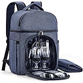 Vogano Picnic Backpack & Accessories - Picnic Set for 2 Person with 2 Insulated Cooler Compartment, Lightweight Blanket and Cutlery Set, Perfect for Wedding Gifts for Couples and Bridal Shower Gifts