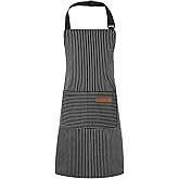 XLSXEXCL Stripes Kids Apron, Kids Cooking Aprons with 2 Pockets, Cute Kids Aprons for Cooking for Boys and Girls