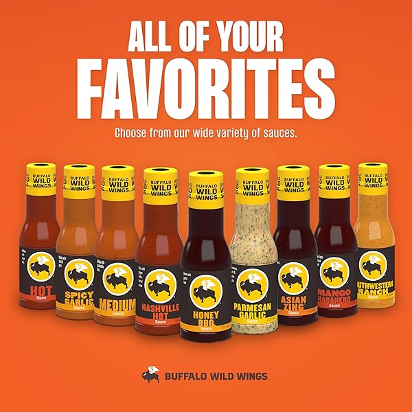 BUFFALO WILD WINGS HONEY BBQ SAUCE, 12 FL. OZ., PERFECT DIPPING SAUCE, CHICKEN MARINADE, RIB BARBECUE RUB AND WING SEASONING, RICH FLAVOR AND SWEET TANG