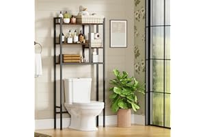 Asgolion Over-The-Toilet Storage Rack, 3-Tier Bathroom Shelves Over Toilet, Above Toilet Storage, Behind Toilet Bathroom Organizer, Space Saver, Freestanding, Rustic Brown
