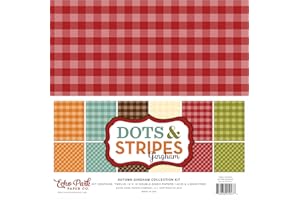 Echo Park Paper Company Autumn Gingham Collection Kit paper, Orange, Yellow, Blue, Brown, Tan, Red 12-x-12-Inch