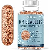 DIM Supplement 200 mg for Hormone Balance | Delayed-Release Microbeadlets | Estrogen Balance for Women & Men, Hormonal Acne Supplements, Menopause & Antioxidant Support | Vegan, Soy Free | 60 Ct.