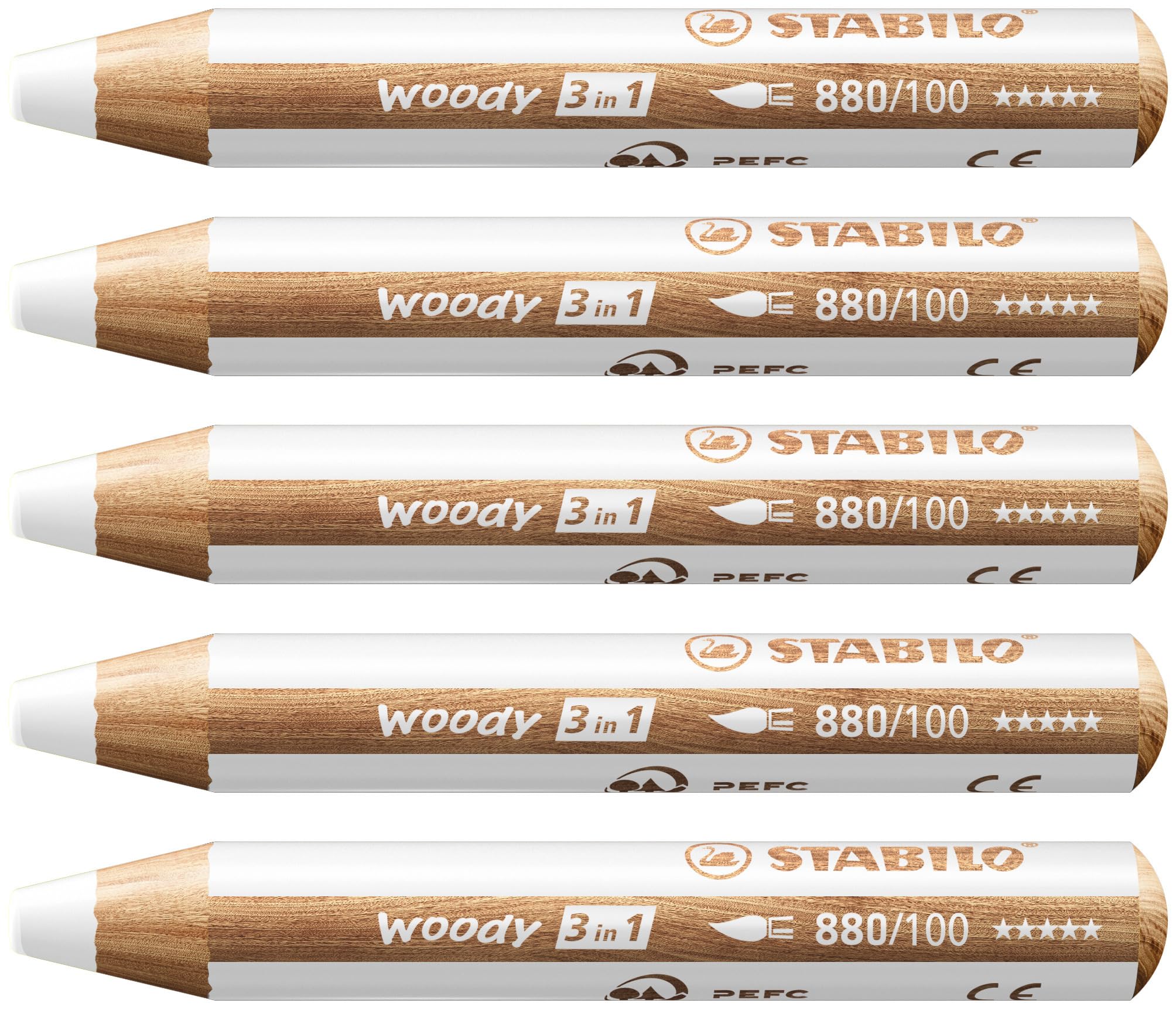 STABILO woody 3-in-1 - Multi-Talented Pencil - Pack of 5 - White — image 1