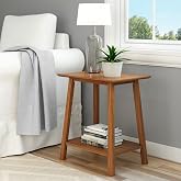 Plank+Beam Mid Century Modern Rectangular Side Table, Pecan | Non-Toxic Finishes, Easy Assembly, Quick Setup, Solid Wood