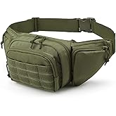 Tactical Fanny Pack Gun Holster for Men, Adjustable Waist Bag Zippered Pockets, Everyday Hip Pouch for Workout Travel Outdoor Running Hunting (Army Green)