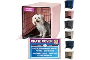 Pet Dreams Dog Crate Cover - Breathable Fabric Kennel Topper for Single-Door Crates, Fits iCrate Dog Cages 18, 24, 30, 36, 42, 48 Inches (Pink, X Small, 18")