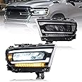 VLAND Led Headlights Compatible with 2019 2020 2021 2022 2023 2024 Dodge Ram 1500 Tradesman& HFE, Bighorn, Laramie, Rebel, Lone Star w/Sequential w/Reflective Bowl Clear