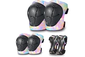 ETEETOW Faddish Color Kids Protective Gear Set Knee Pads for Kids 2-14 Years,Adjustable Kid/Toddler Knee Pads Elbow Pads Wrist Guards Set 3 in 1 for Skating Cycling Bike Rollerblading Inline Roller Scooter