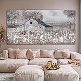 SDYA Cow Home Wall Decor Floral Canvas Print Room Decorations 29"x58" Large Pictures for Living Room Wall Art for Dining Room Area