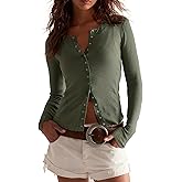 Bicondo Long Sleeve Button Down Shirts for Women Cute Tops Fall Cardigan Sweater Waflle Knit Tops