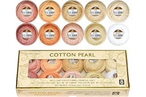 COLORED BIRD Double Mercerized Egyptian Long Staple Cotton Pearl Thread Ball 10 Grams Rainbow Color Embroidery Thread 10 Colors per Box for Crochet Hardanger Cross Stitch Hand Embroidery,Light Flesh Color Series