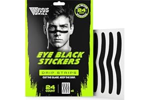 DRIP OVER SKILL DRIP Strips Flexible Eye Black Stickers, 24 Pack, Stretch-Fit Tape, Moves With You, Breathable, Sweat-Proof, Athletic-Grade Hold for Baseball, Football, Softball, Lacrosse, Hockey, Soccer, Grit Strip