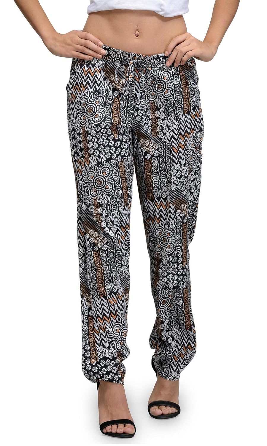 the gud look women's black miscellaneous print straight pant