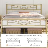 Yaheetech 4ft6 Double Bed Frame Cloud Headboard Metal Slats 363kg Gold view 4
