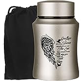 4.5 Inches Small Urn for Human Ashes, Heart Angel Wings Cremation Urn Stainless Steel Memorial Keepsake Urn Human Ashes Container - Satin Gold