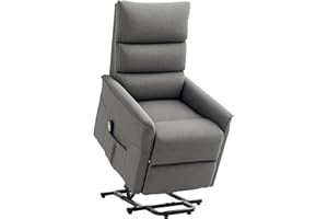 HOMCOM Power Lift Recliner Chair, Electric Lift Chair for Elderly, Padded Reclining Sofa with Remote Control, Side Pockets, F