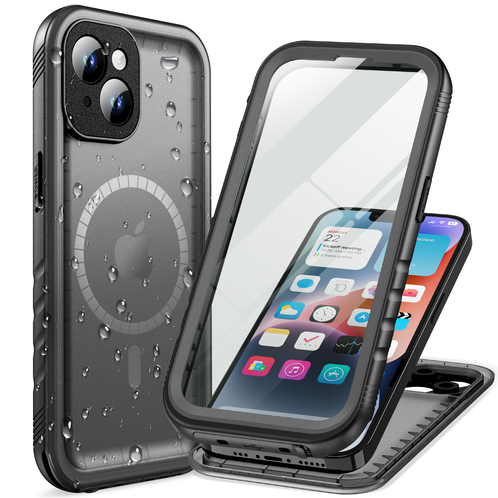 Cozycase for iPhone 14 Case Waterproof for MagSafe - 360 Heavy Duty with Screen/Camera Protector Shockproof IP68 Dustproof Water Dust Proof Double Full Body/Front and Back 14 Protective Case Slim — image 1