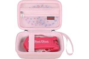 Elonbo Carrying Case for Blinger Dazzling Starter Kit, Blinger Kids Glam Collection Starter Kit Storage Bag, Kids Hair Styling Tool Travel Organizer Holder, Pocket fits Gems Rhinestones, Pink+ Pink