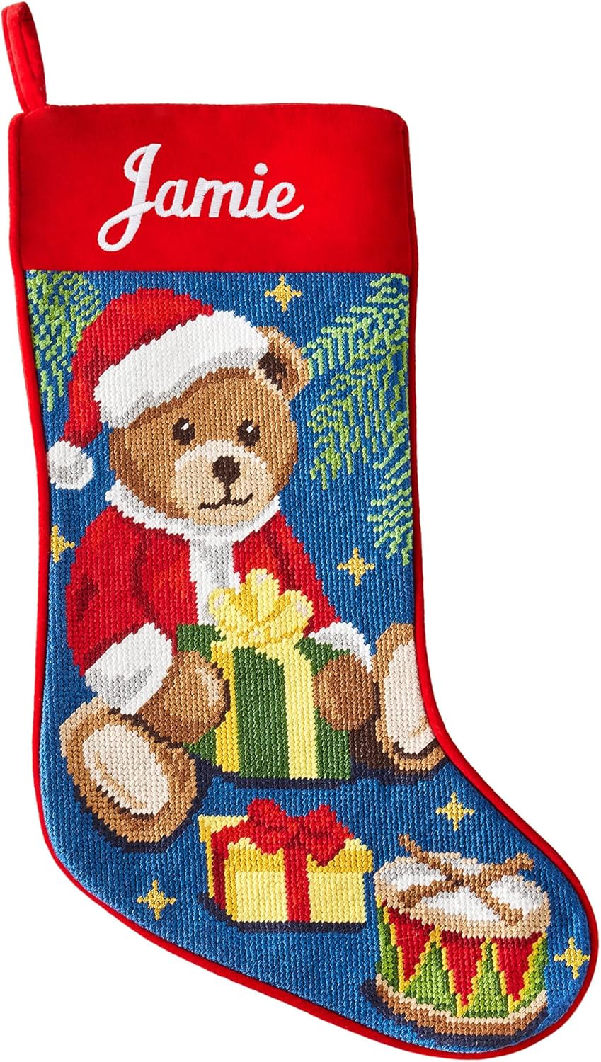 Stockings & Holders - Let's Make Memories Personalized Needlepoint Christmas Stocking - Embroidered Family Stockings - Old-Fashioned Christmas Décor - Mantel Décor - 8
