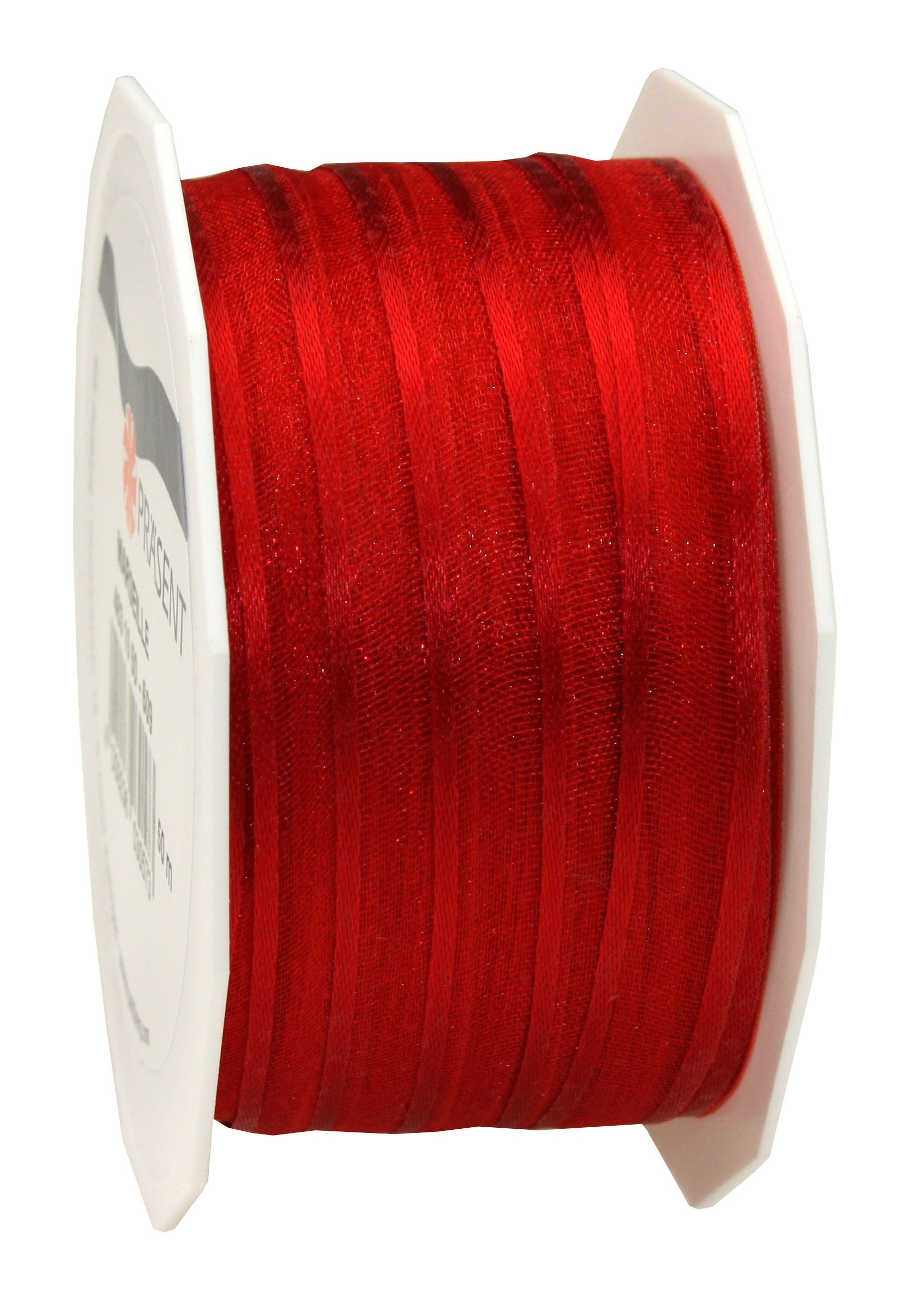 PRÄSENT - Marseille Wired Organza Ribbon Red 10 mm width, 50 m length — image 1