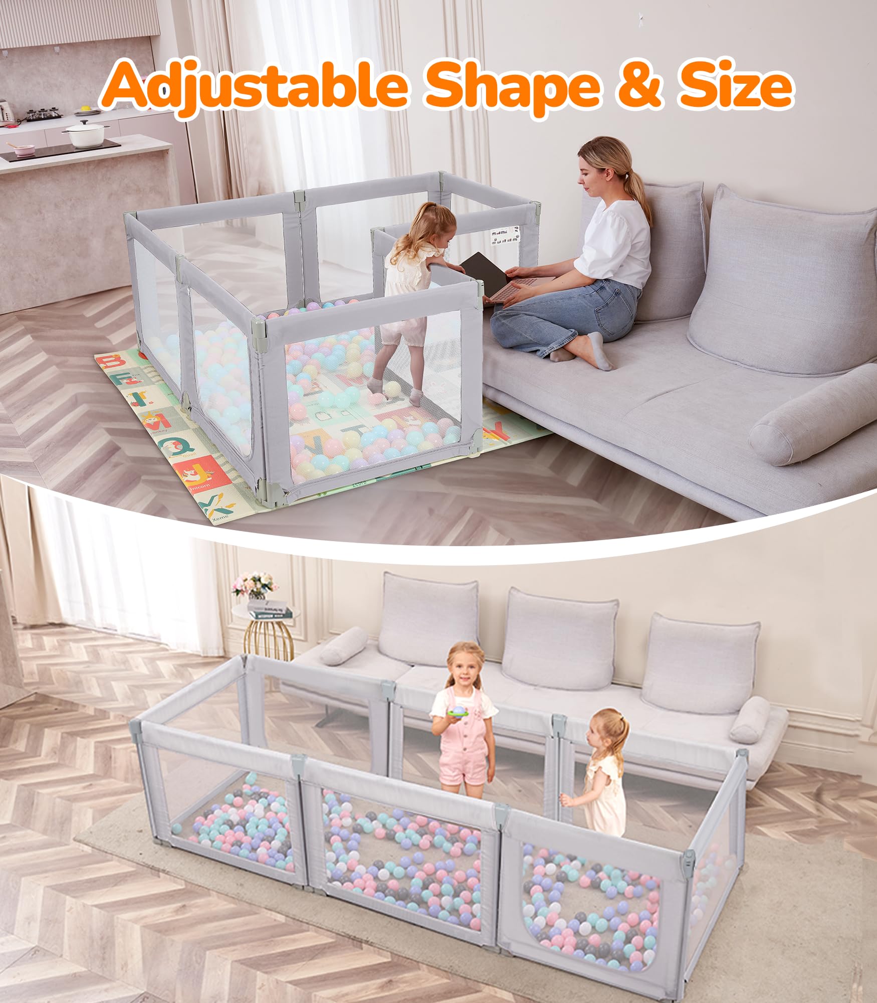 Dripex Foldable Playpen, Extra Large Baby Playpen, 71