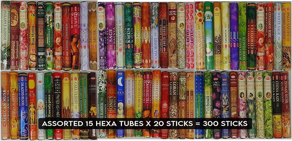 HEM Assorted Scents Incense Sticks 300 Total (20 Sticks x 15 Packs)