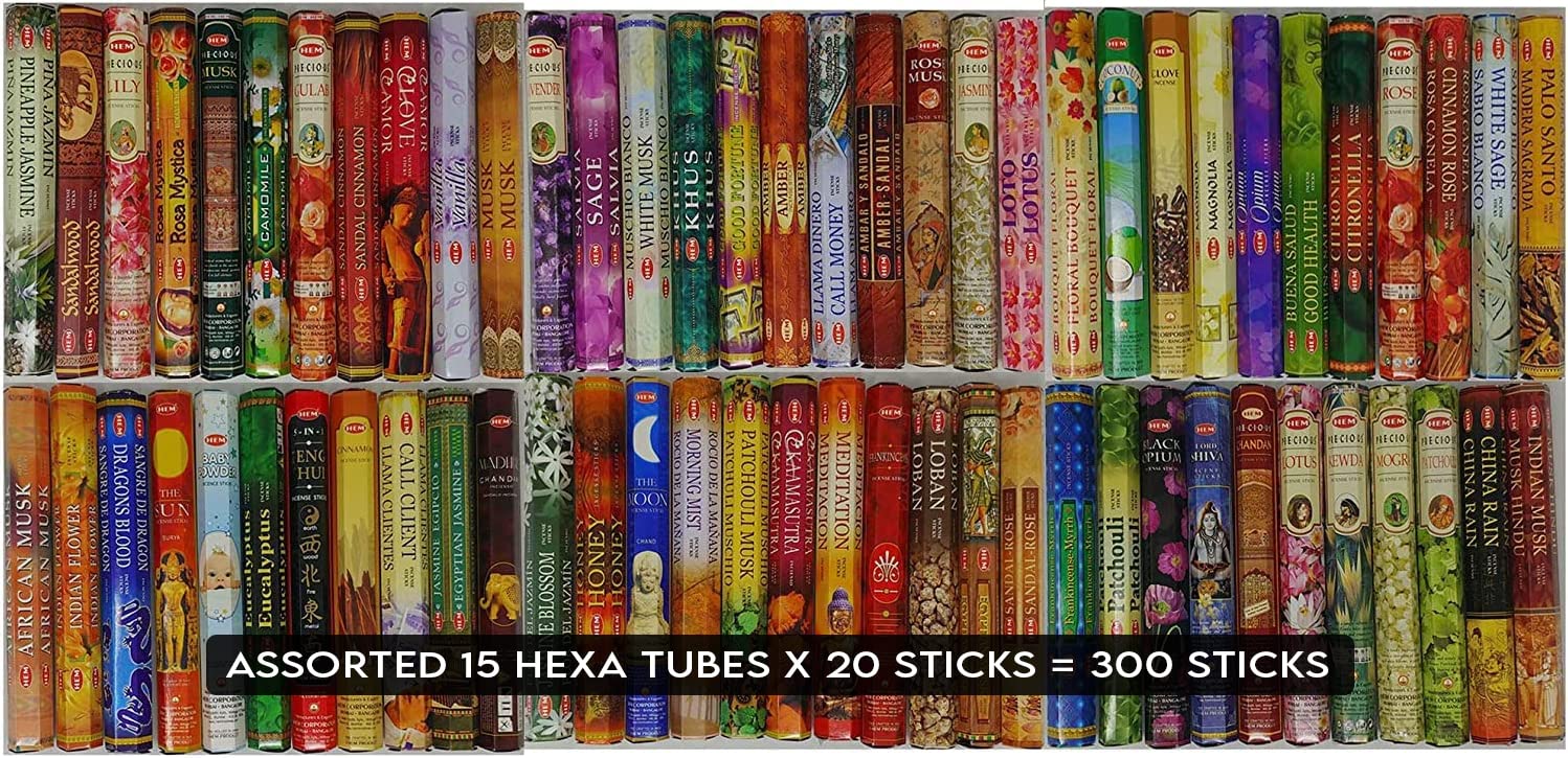 Hem assorted scents, unique combination incense sticks (20 stick x 15 Pack,300 Sticks Total)