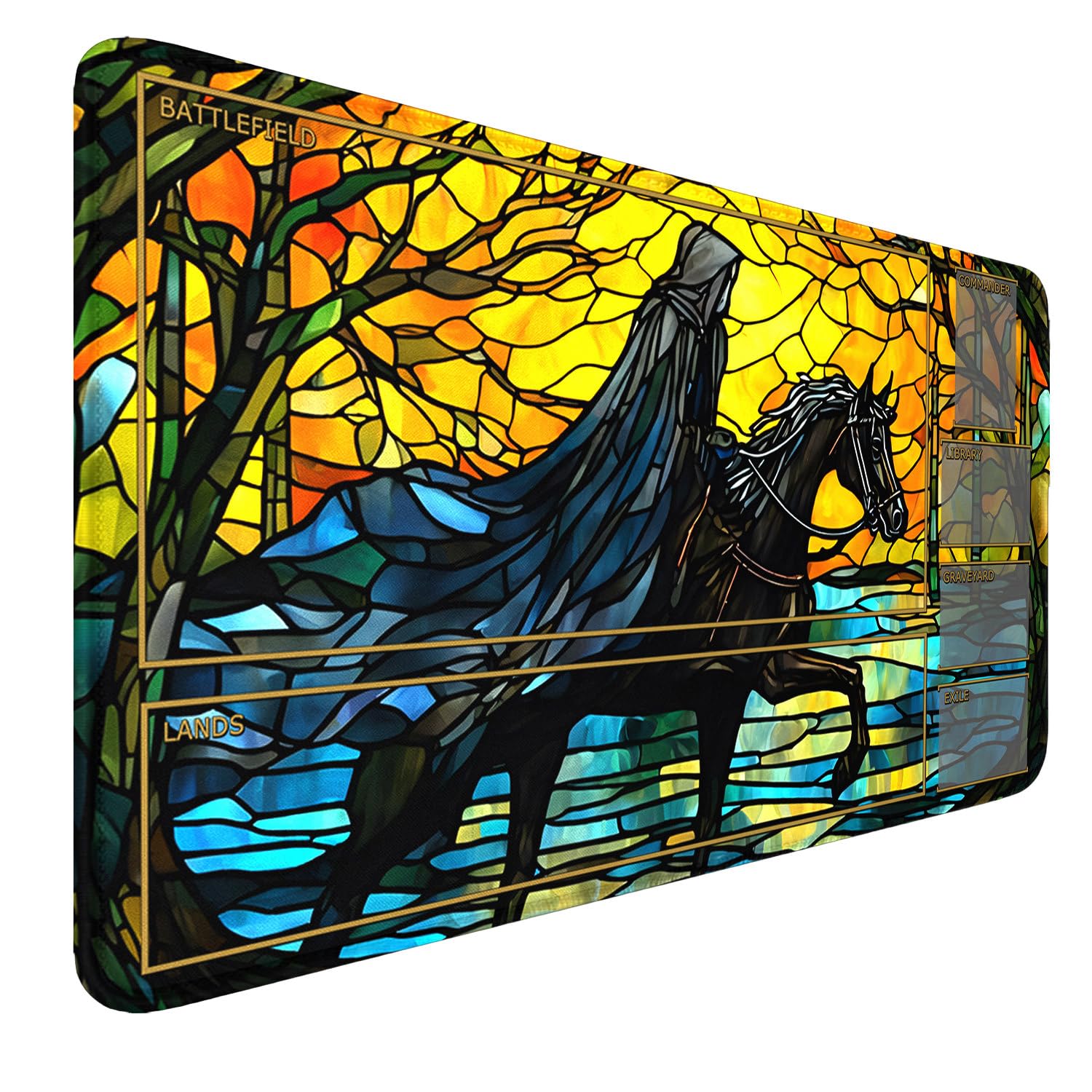 MTG Playmat with Zones, 24" x 14" MTG Playmats Stitched Edges Smooth Rubber Surface Mouse Pad, Battle Board Game TCG Playmat+ Storage Bag — image 1