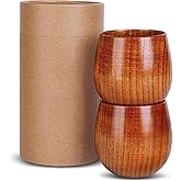 Charred Wooden Bourbon Glasses Set of 2 – 10oz Handcrafted Whiskey Tumblers | Unique Bourbon Gifts for Men, Dad, Husband & Boyfriend | Premium Wooden Old Fashioned Glasses