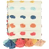 Creative Co-Op Soft Woven Cotton Throw with Tufted Dots and Tassels, Multicolor