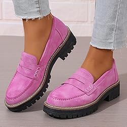 Womens Loafers Shoes Platform Chunky Penny Loafer