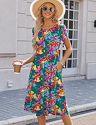 HOTOUCH Womens Short Sleeve Dresses Summer Floral
