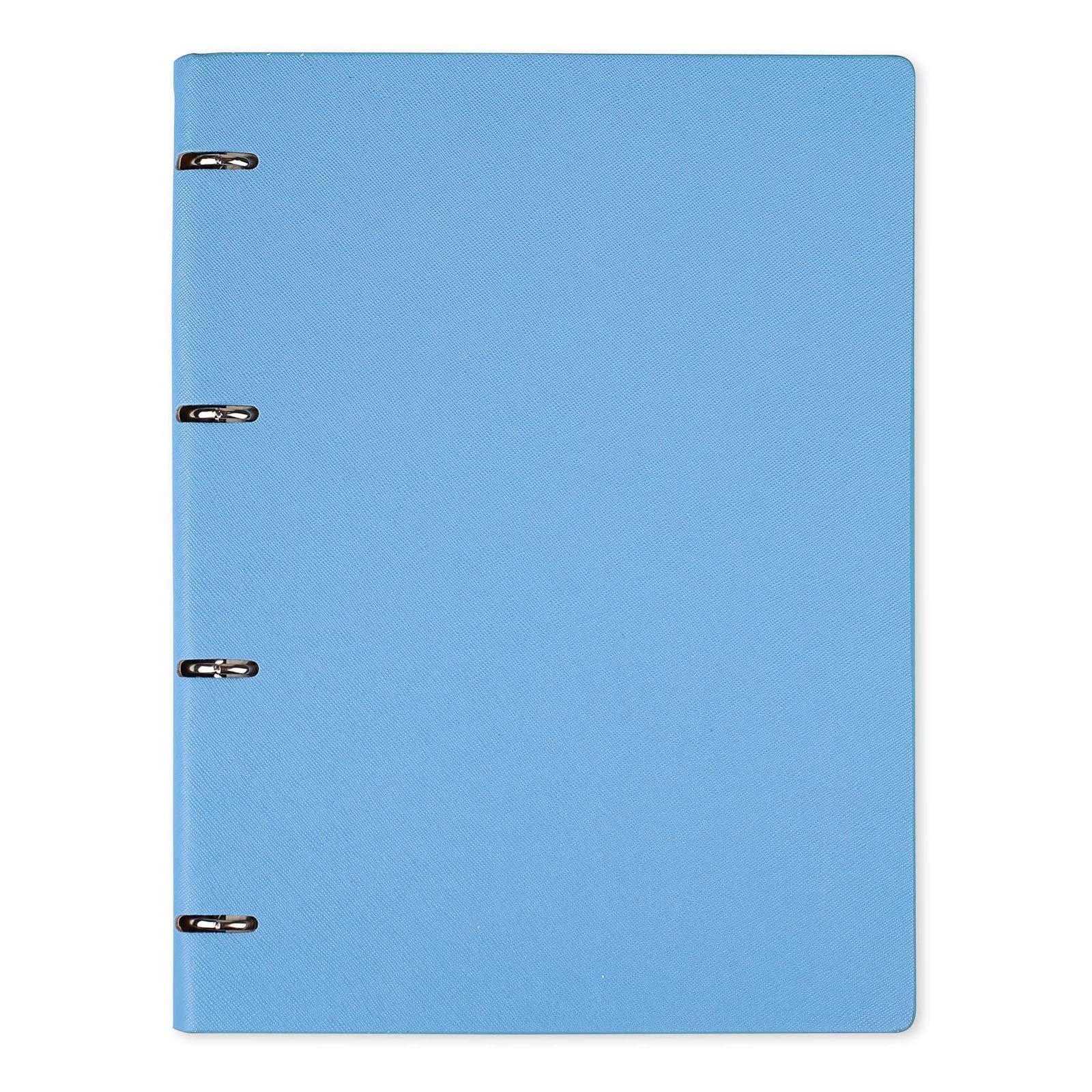 Aoory A4 Binder Ruled Notebook Executive Refillable Planner Round Ring Binder Leather Cover Notepad - Blue and Orange