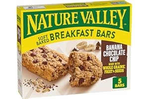 Nature Valley Soft Baked Breakfast Bars, Banana Chocolate Chip, Morning Snacks, 5 Bars, 8.85 oz