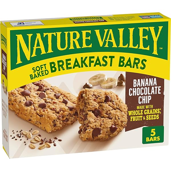 NATURE VALLEY SOFT BAKED BREAKFAST BARS, BANANA CHOCOLATE CHIP, MORNING SNACKS, 5 BARS, 8.85 OZ