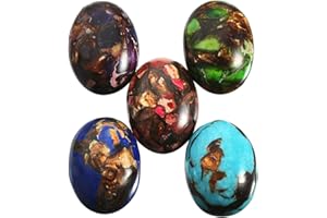 rockcloud Oval Cabochon Flatback Semi-precious Stones Sea Sediment Jasper for Jewelry Making